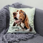 Névvel kérhető - Basset Hound portré mintás párna