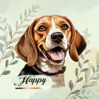 Névvel kérhető - Beagle portré mintás párna