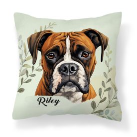 Névvel kérhető - Barna Boxer portré mintás párna