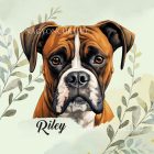 Névvel kérhető - Barna Boxer portré mintás párna