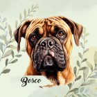 Névvel kérhető - Bullmasztiff portré mintás párna