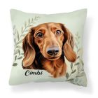 Névvel kérhető - Barna tacskó portré mintás párna