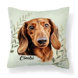 Névvel kérhető - Barna tacskó portré mintás párna