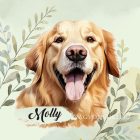 Névvel kérhető - Golden Retriever portré mintás párna