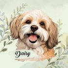 Névvel kérhető - Barna Havanese portré mintás párna