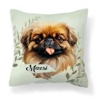Névvel kérhető - Barna pekingi palotakutya portré mintás párna