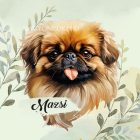 Névvel kérhető - Barna pekingi palotakutya portré mintás párna