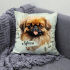 Névvel kérhető - Barna pekingi palotakutya portré mintás párna