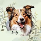 Névvel kérhető - Vidám Skót juhászkutya portré mintás párna