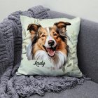 Névvel kérhető - Vidám Skót juhászkutya portré mintás párna