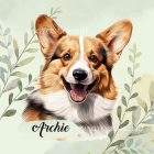 Névvel kérhető - Pembroke Welsh Corgi portré mintás párna
