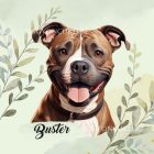 Névvel kérhető - Staffordshire terrier portré mintás párna