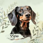 Névvel kérhető - Fekete tacskó portré mintás párna