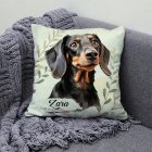 Névvel kérhető - Fekete tacskó portré mintás párna