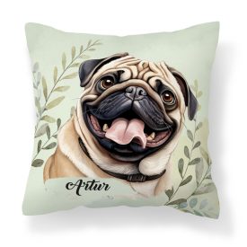 Névvel kérhető - Barna mopsz portré mintás párna