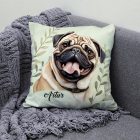 Névvel kérhető - Barna mopsz portré mintás párna