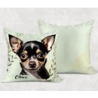 Névvel kérhető - Fekete Csivava portré mintás párna