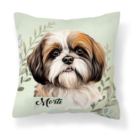 Névvel kérhető - Barna Shih tzu portré mintás párna