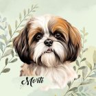 Névvel kérhető - Barna Shih tzu portré mintás párna