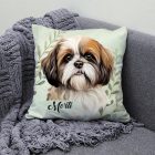 Névvel kérhető - Barna Shih tzu portré mintás párna