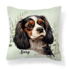 Névvel kérhető - Trikolor Cavalier King Charles spániel portré mintás párna