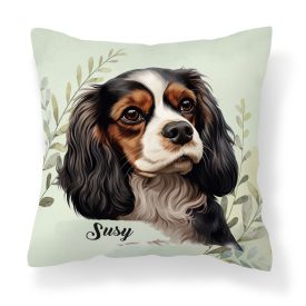   Névvel kérhető - Trikolor Cavalier King Charles spániel portré mintás párna