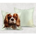 Névvel kérhető - Vörös Cavalier King Charles spániel portré mintás párna