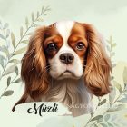 Névvel kérhető - Vörös Cavalier King Charles spániel portré mintás párna