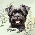 Névvel kérhető - Fekete Affenpinscher portré mintás párna