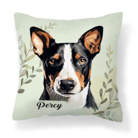 Névvel kérhető - Trikolor Basenji portré mintás párna