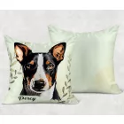 Névvel kérhető - Trikolor Basenji portré mintás párna