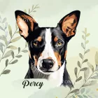 Névvel kérhető - Trikolor Basenji portré mintás párna