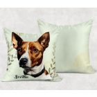 Névvel kérhető - Barna Basenji portré mintás párna