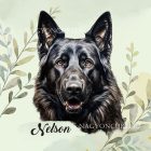 Névvel kérhető - Fekete németjuhász portré mintás párna