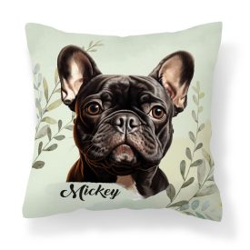   Névvel kérhető - Fekete francia bulldog portré mintás párna