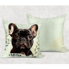Névvel kérhető - Fekete francia bulldog portré mintás párna
