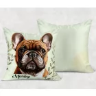 Névvel kérhető - Barna francia bulldog portré mintás párna