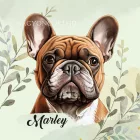 Névvel kérhető - Barna francia bulldog portré mintás párna