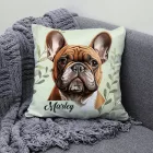 Névvel kérhető - Barna francia bulldog portré mintás párna