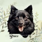 Névvel kérhető - Fekete Schipperke portré mintás párna