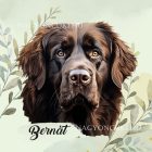 Névvel kérhető - Barna Újfundlandi portré mintás párna