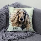 Névvel kérhető - Krémszínű Afgán agár portré mintás párna