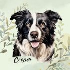 Névvel kérhető - Border Collie portré mintás párna