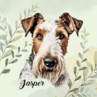 Névvel kérhető - Drótszőrű fox terrier portré mintás párna
