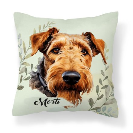 Névvel kérhető - Airedale terrier portré mintás párna