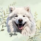 Névvel kérhető - Samoyed portré mintás párna