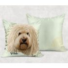 Névvel kérhető - Fehér puli portré mintás párna