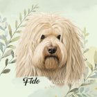 Névvel kérhető - Fehér puli portré mintás párna