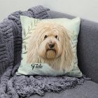 Névvel kérhető - Fehér puli portré mintás párna