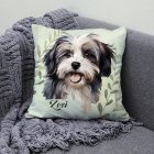 Névvel kérhető - Szürke Havanese portré mintás párna